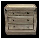Mirrored Three Drawer Dresser with Decorative Beading