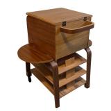 Vintage Bar Cart with 4 Glass Liquor Bottles