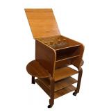 Vintage Bar Cart with 4 Glass Liquor Bottles