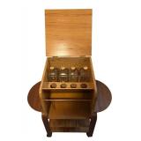 Vintage Bar Cart with 4 Glass Liquor Bottles