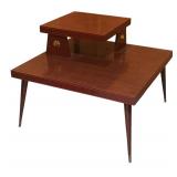 LL- Mid-Century Modern Two-Tier Side Corner Table / Mid Century Modern Step Corner Table