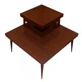 LL- Mid-Century Modern Two-Tier Side Corner Table / Mid Century Modern Step Corner Table