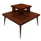 LL- Mid-Century Modern Two-Tier Side Corner Table / Mid Century Modern Step Corner Table