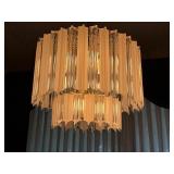 Vintage Lucite Clear and Frosted 2-Tier Chandelier Brass