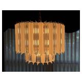 Vintage Lucite Clear and Frosted 2-Tier Chandelier Brass