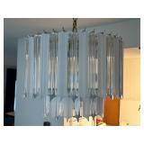Vintage Lucite Clear and Frosted 2-Tier Chandelier Brass