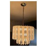 Vintage Lucite Clear and Frosted 2-Tier Chandelier Brass