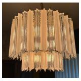 Vintage Lucite Clear and Frosted 2-Tier Chandelier Brass