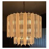 Vintage Lucite Clear and Frosted 2-Tier Chandelier Brass