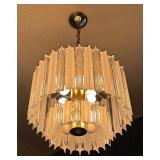Vintage Lucite Clear and Frosted 2-Tier Chandelier Brass