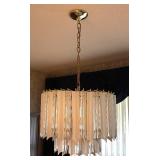 Vintage Lucite Clear and Frosted 2-Tier Chandelier Brass