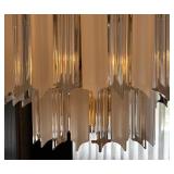 Vintage Lucite Clear and Frosted 2-Tier Chandelier Brass