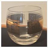 Set of 8 Vintage Culver Glasses with Gold Pattern and Metal Holder
