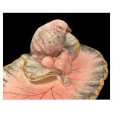 Vintage Ucagco Bird Plate Pink Leaf Dish