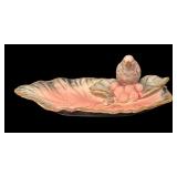 Vintage Ucagco Bird Plate Pink Leaf Dish