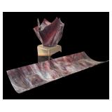 Stained Glass Platter and Vase Set with Purple Swirl Design