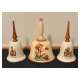 Set of 3 Vintage Hummel Porcelain Bells