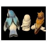 Set of 3 Goebel Porcelain Bird Figurines including Owls and Songbird