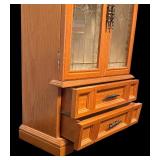 Vintage Wooden Dresser Top Jewelry Cabinet with Glass Doors and Drawers