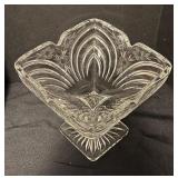 Etched Vintage Crystal Compote Dish with Floral Design