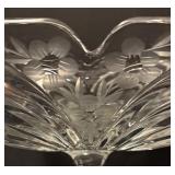 Etched Vintage Crystal Compote Dish with Floral Design