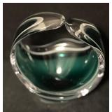 Vintage Flygsfors Coquille Glass Bowl by Paul Kedelv - Signed