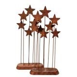 Pair of Metal Star Decor Sculptures