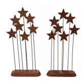 Pair of Metal Star Decor Sculptures