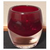 Crate & Barrel Diva Ruby Votive Candle Holder and Faux Rose Floral Arrangement