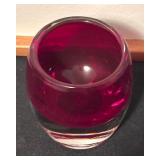 Crate & Barrel Diva Ruby Votive Candle Holder and Faux Rose Floral Arrangement