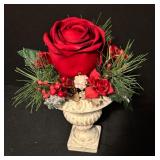 Crate & Barrel Diva Ruby Votive Candle Holder and Faux Rose Floral Arrangement