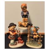 Set of 3 Goebel Hummel Figurines Including Farm Boy, Puppy Love and Mischief Maker