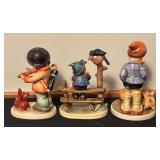 Set of 3 Goebel Hummel Figurines Including Farm Boy, Puppy Love and Mischief Maker