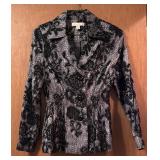 Laura Ashley Black Lace Button-Up Jacket Size Medium
