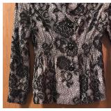 Laura Ashley Black Lace Button-Up Jacket Size Medium