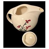 Vintage Hand-Painted Pot, Creamer, and Sugar Dish Set with Cherry Design