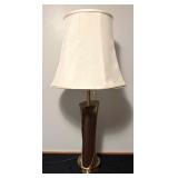 Mid-Century Brass and Wood Table Lamp