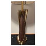 Mid-Century Brass and Wood Table Lamp