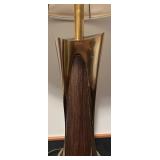 Mid-Century Brass and Wood Table Lamp