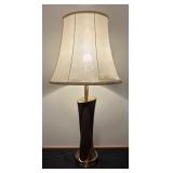 Mid-Century Brass and Wood Table Lamp