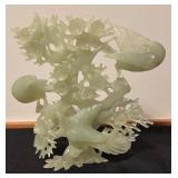 Carved Jadeite Sculpture with Birds and Flowers