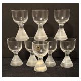 Set of 8 Vintage Ekenas Sweden Cordial Glasses with Frosted Bases