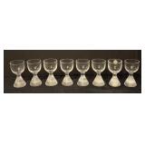 Set of 8 Vintage Ekenas Sweden Cordial Glasses with Frosted Bases