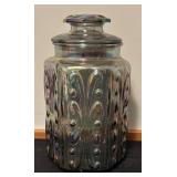 Vintage Carnival Iridescent Glass Canister Jar
