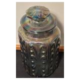 Vintage Carnival Iridescent Glass Canister Jar