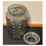 Vintage Carnival Iridescent Glass Canister Jar