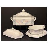 Savoir Vivre Celina Fine China Serving Set - Casserole, Gravy Boat, Butter Dish