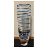 Glass Vase with Cobalt Blue Swirl Design