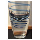 Glass Vase with Cobalt Blue Swirl Design