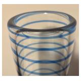 Glass Vase with Cobalt Blue Swirl Design